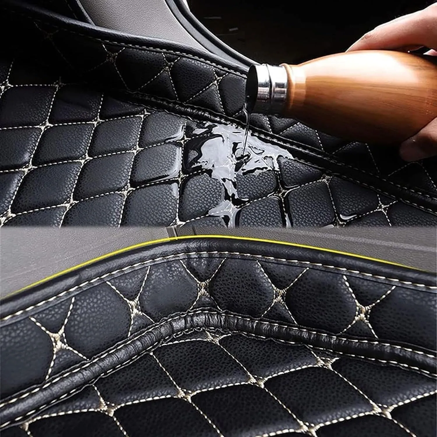 Car Leather Boot Mats for Mitsubishi Mirage 2012-2022, Waterproof Anti Scratch Anti Slip Trunk Pad Cargo Protector Liners Auto Accessories,F