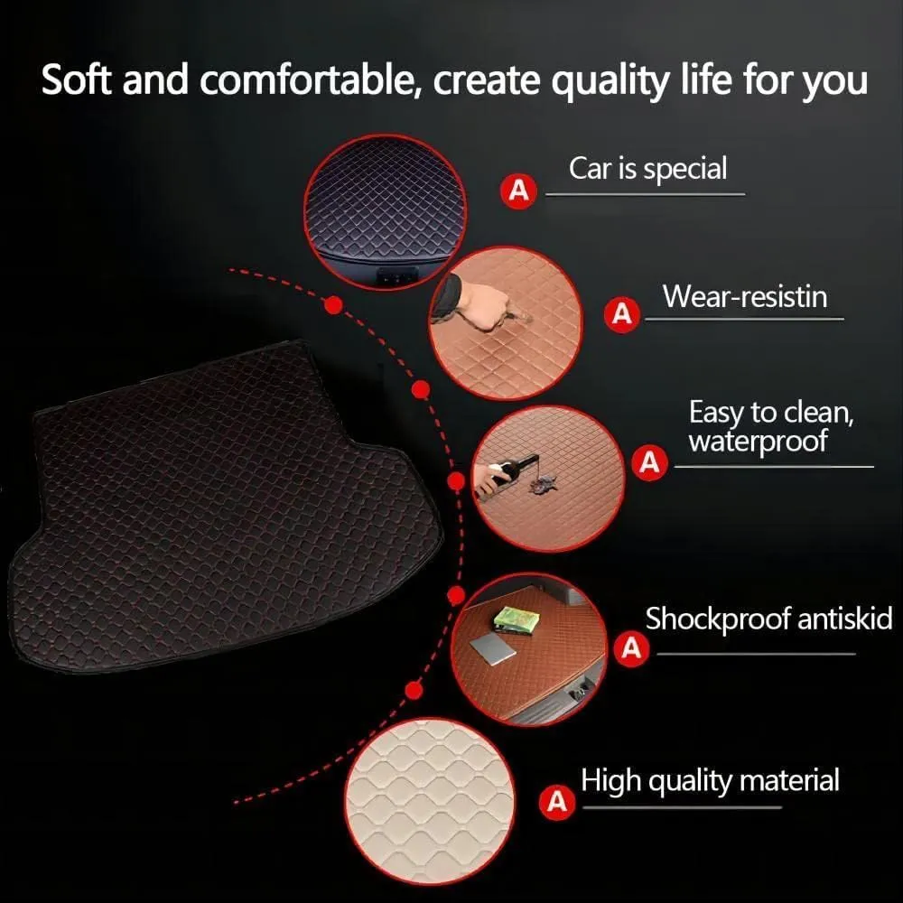 Car Leather Boot Mats for Mitsubishi Mirage 2012-2022, Waterproof Anti Scratch Anti Slip Trunk Pad Cargo Protector Liners Auto Accessories,F