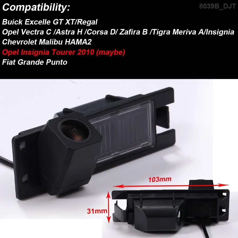 Car License Plate Rear View Reverse Camera Night Vision 4LED for Buick Excelle GT XT/Regal/Opel Vectra C/Astra H/Corsa D/Zafira B/Tigra Meriva A/Insignia/Chevrolet Malibu HAMA2/Fiat Grande Punto