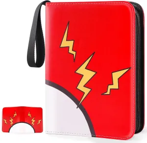 Card Binder 4-Pockets, 400 Pockets Card Holder with 50 Removable Sleeves, Trading Card Collector Zipper Album Holder, Red