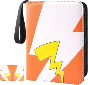 Card Binder 4-Pockets, 400 Pockets Card Holder with 50 Removable Sleeves, Trading Card Collector Zipper Album Holder, Yellow