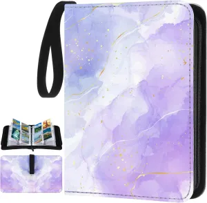 Card Binder 4/9 Pocket PU Waterproof Trading Binder Compatible with Mtg/ygo/tcg for 400/900 Portable Album Holder with Zipper Wristband Card Organizer