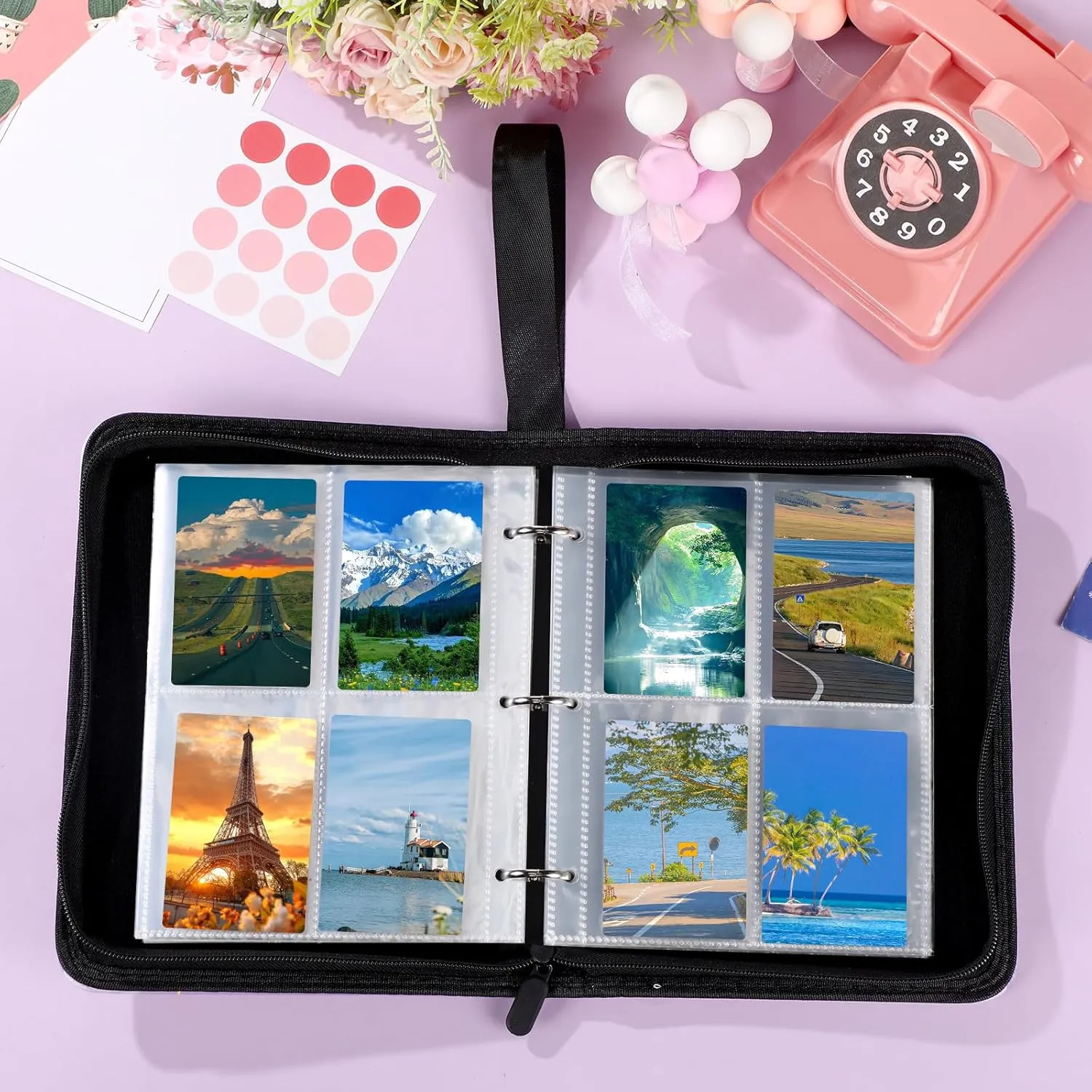 Card Binder 4/9 Pocket PU Waterproof Trading Binder Compatible with Mtg/ygo/tcg for 400/900 Portable Album Holder with Zipper Wristband Card Organizer