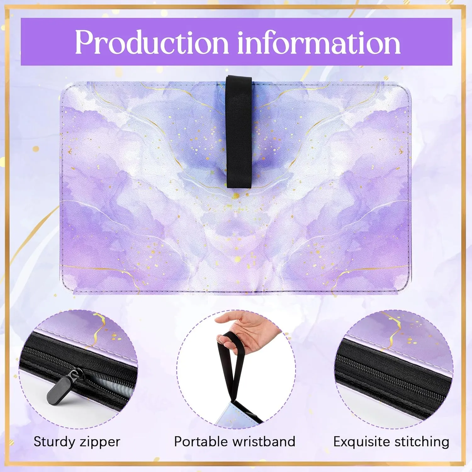 Card Binder 4/9 Pocket PU Waterproof Trading Binder Compatible with Mtg/ygo/tcg for 400/900 Portable Album Holder with Zipper Wristband Card Organizer
