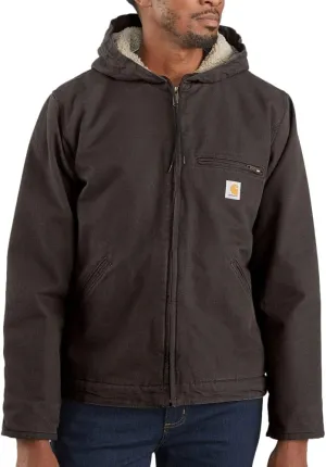 Carhartt Men's Relaxed Fit Washed Duck Sherpa-Lined Jacket