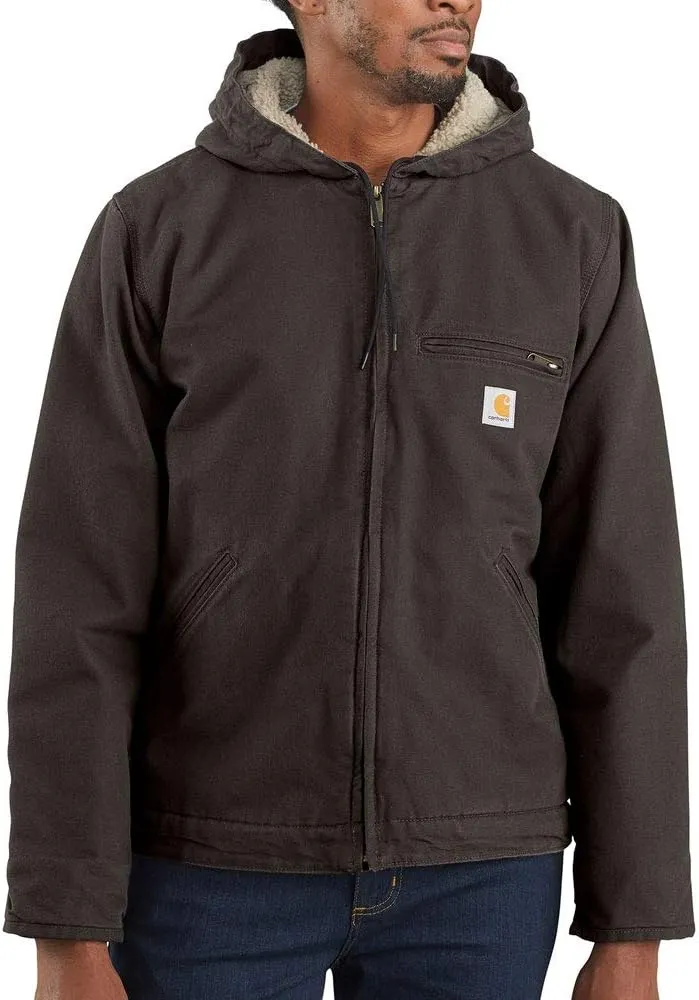 Carhartt Men's Relaxed Fit Washed Duck Sherpa-Lined Jacket