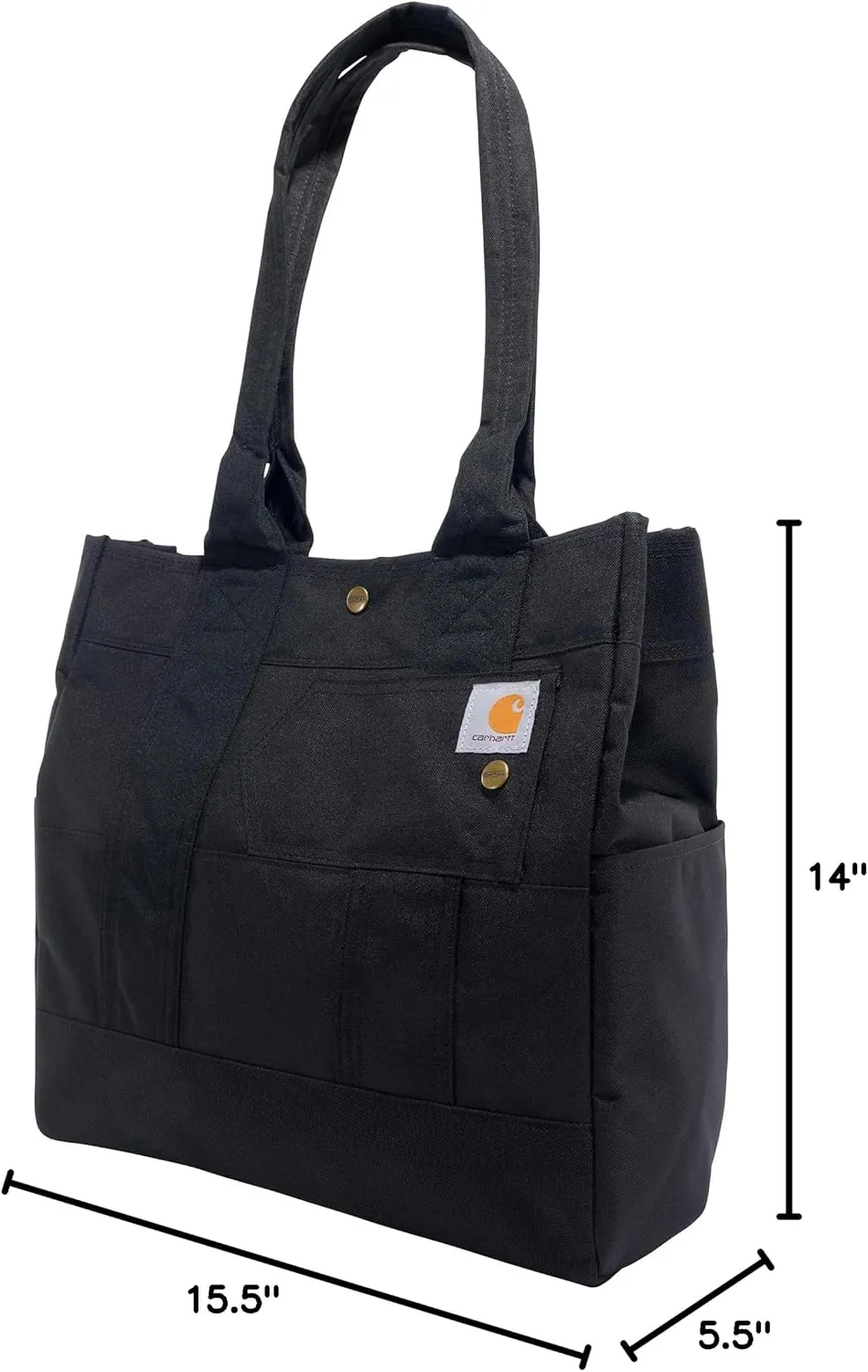 Carhartt Vertical, Durable Water Resistant Tote Bag with Snap Closure