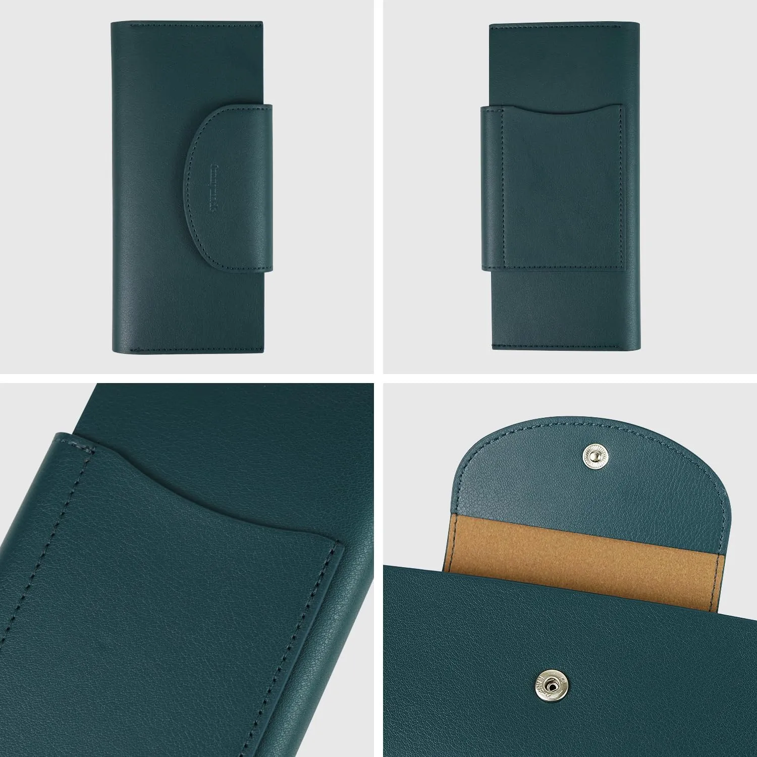 carrotez All-in-One Long Bifold 2-Tier PU Leather Wallet for Women, Money Organizer for Travel, Budgeting, Cash Envelope Wallet for Carrying Cash, Credit Cards & Business Cards - Dark Green