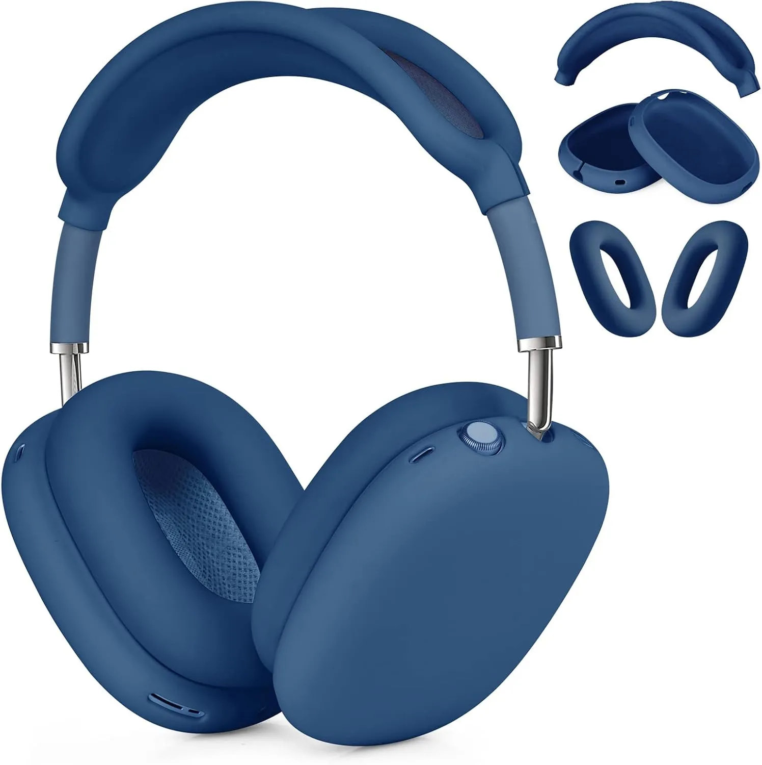 Case for Airpods Max Headphones, Ear Pad Case Cover/Ear Cups Cover/Headband Cover for AirPods Max (USB-C/Lightning)(2024/2020), Silicone Cover for Apple Airpod Max, Accessories Cases(Dark Blue)