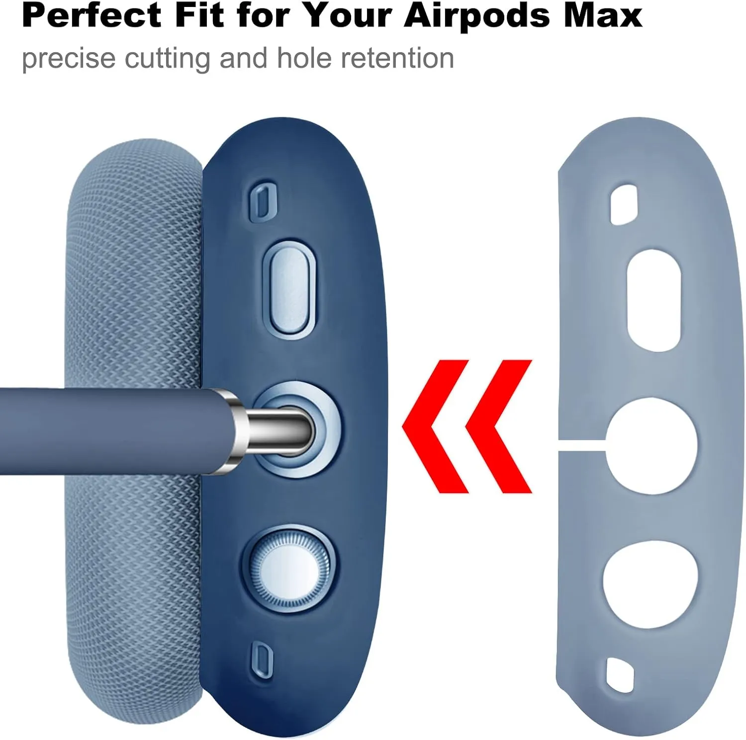 Case for Airpods Max Headphones, Ear Pad Case Cover/Ear Cups Cover/Headband Cover for AirPods Max (USB-C/Lightning)(2024/2020), Silicone Cover for Apple Airpod Max, Accessories Cases(Dark Blue)