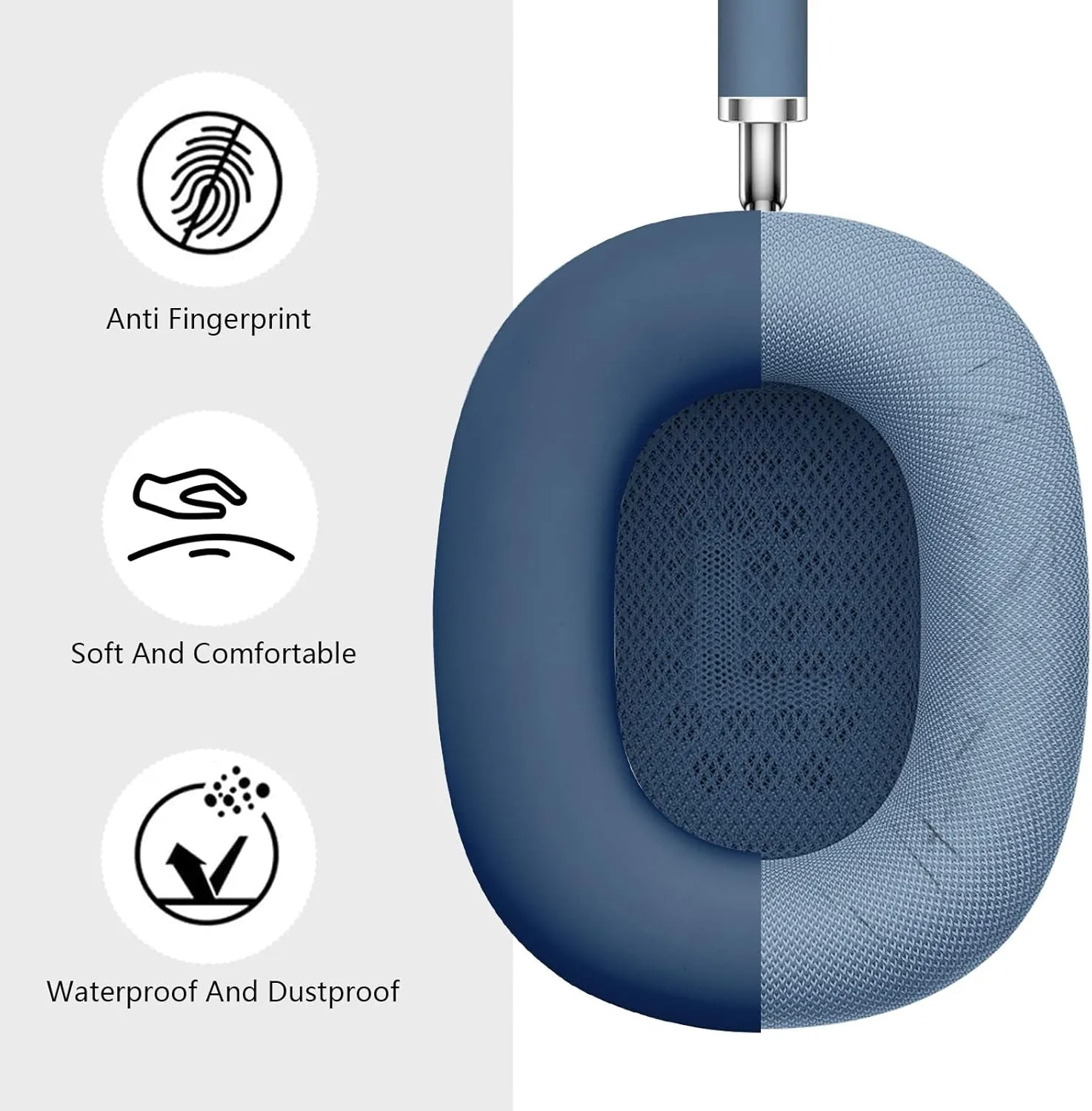 Case for Airpods Max Headphones, Ear Pad Case Cover/Ear Cups Cover/Headband Cover for AirPods Max (USB-C/Lightning)(2024/2020), Silicone Cover for Apple Airpod Max, Accessories Cases(Dark Blue)