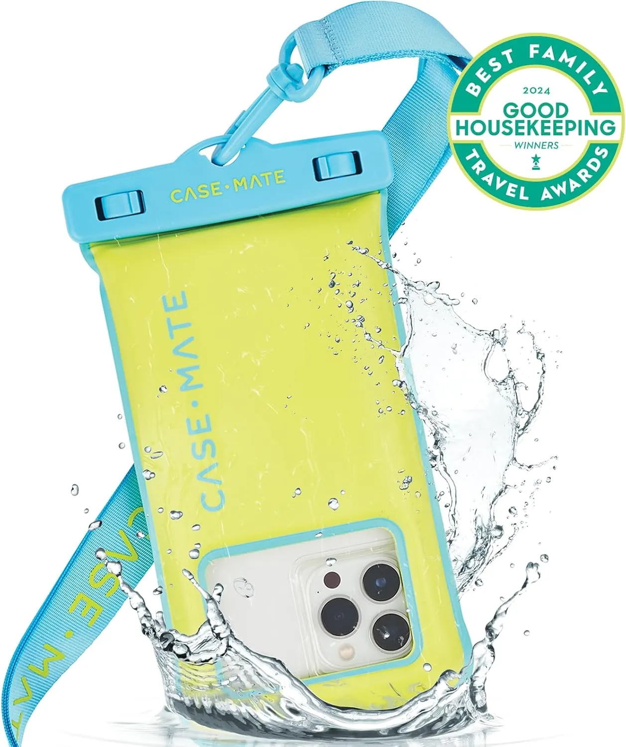 Case-Mate IP68 Waterproof Phone Pouch - Floating Waterproof Phone Case with Crossbody Lanyard - Beach Cruise Ship Travel Essentials - Compatible with All Devices - Touchscreen Friendly - Citrus Splash
