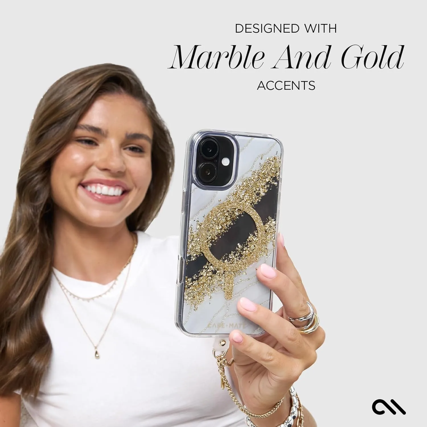 Case-Mate iPhone 16 Plus Case [Compatible with MagSafe] - Stylish Marble Phone Case with 12ft Drop Protection - Premium Magnetic Cover for iPhone 16 Plus - Karat Granite