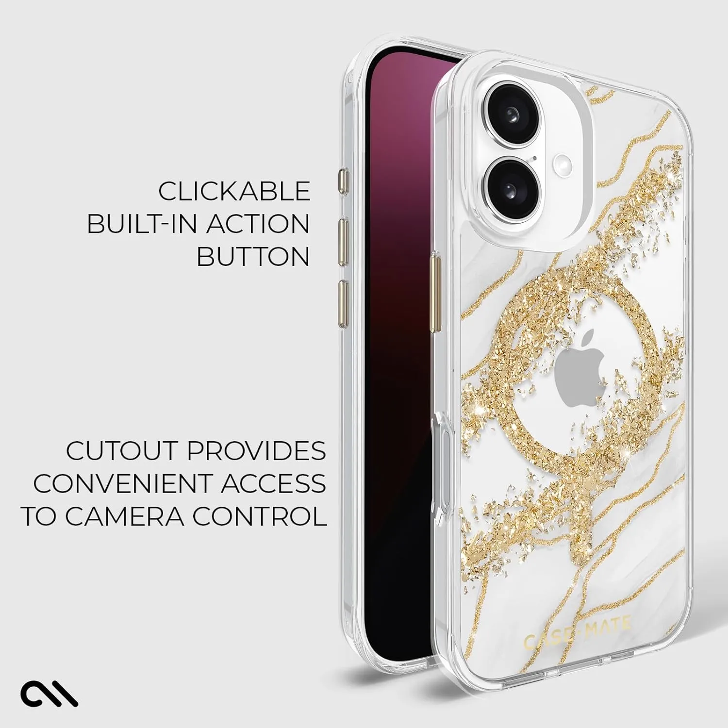 Case-Mate iPhone 16 Plus Case [Compatible with MagSafe] - Stylish Marble Phone Case with 12ft Drop Protection - Premium Magnetic Cover for iPhone 16 Plus - Karat Granite