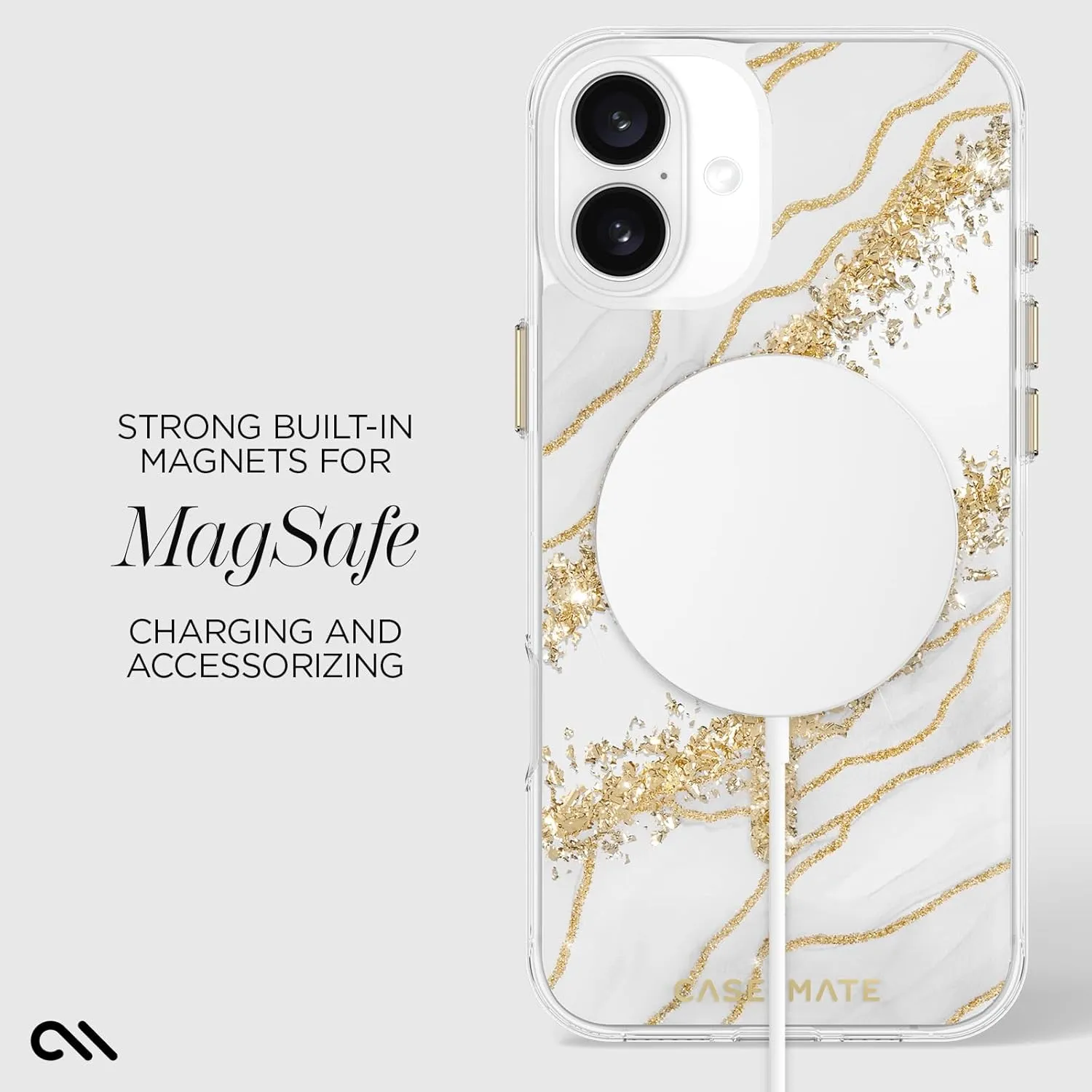 Case-Mate iPhone 16 Plus Case [Compatible with MagSafe] - Stylish Marble Phone Case with 12ft Drop Protection - Premium Magnetic Cover for iPhone 16 Plus - Karat Granite