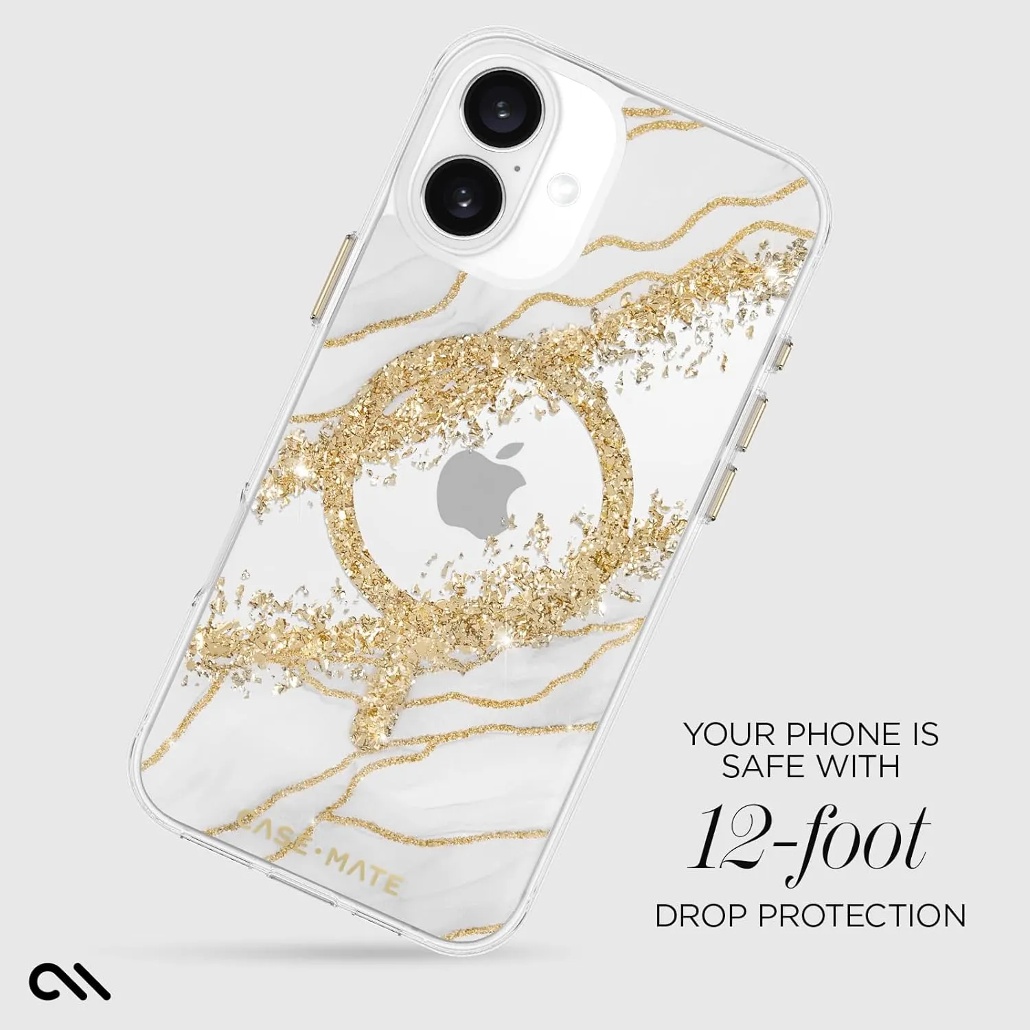 Case-Mate iPhone 16 Plus Case [Compatible with MagSafe] - Stylish Marble Phone Case with 12ft Drop Protection - Premium Magnetic Cover for iPhone 16 Plus - Karat Granite