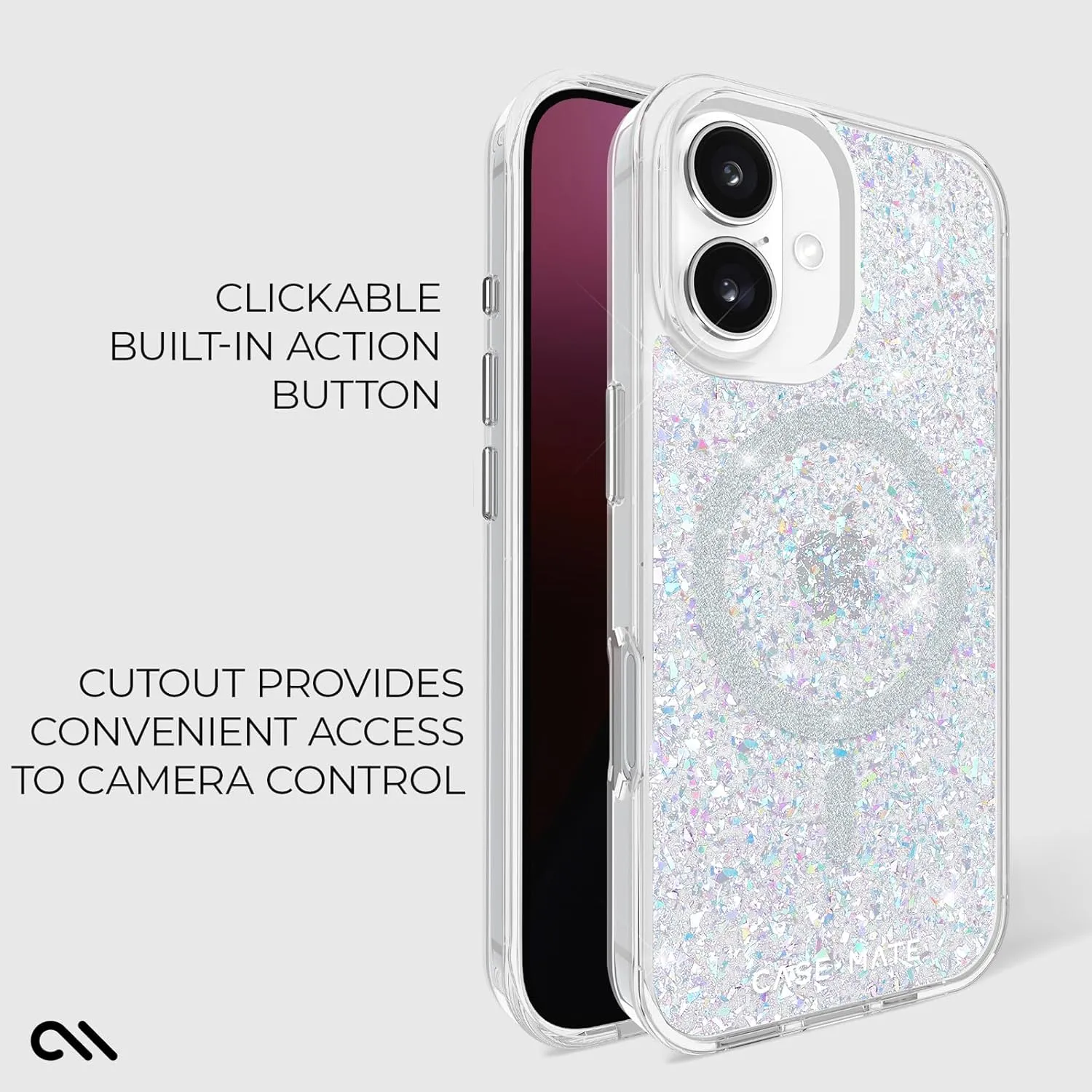 Case-Mate iPhone 16 Plus Case [Compatible with MagSafe] - Stylish Sparkly Phone Case with 12ft Drop Protection - Premium Magnetic Cover for iPhone 16 Plus - Twinkle Disco