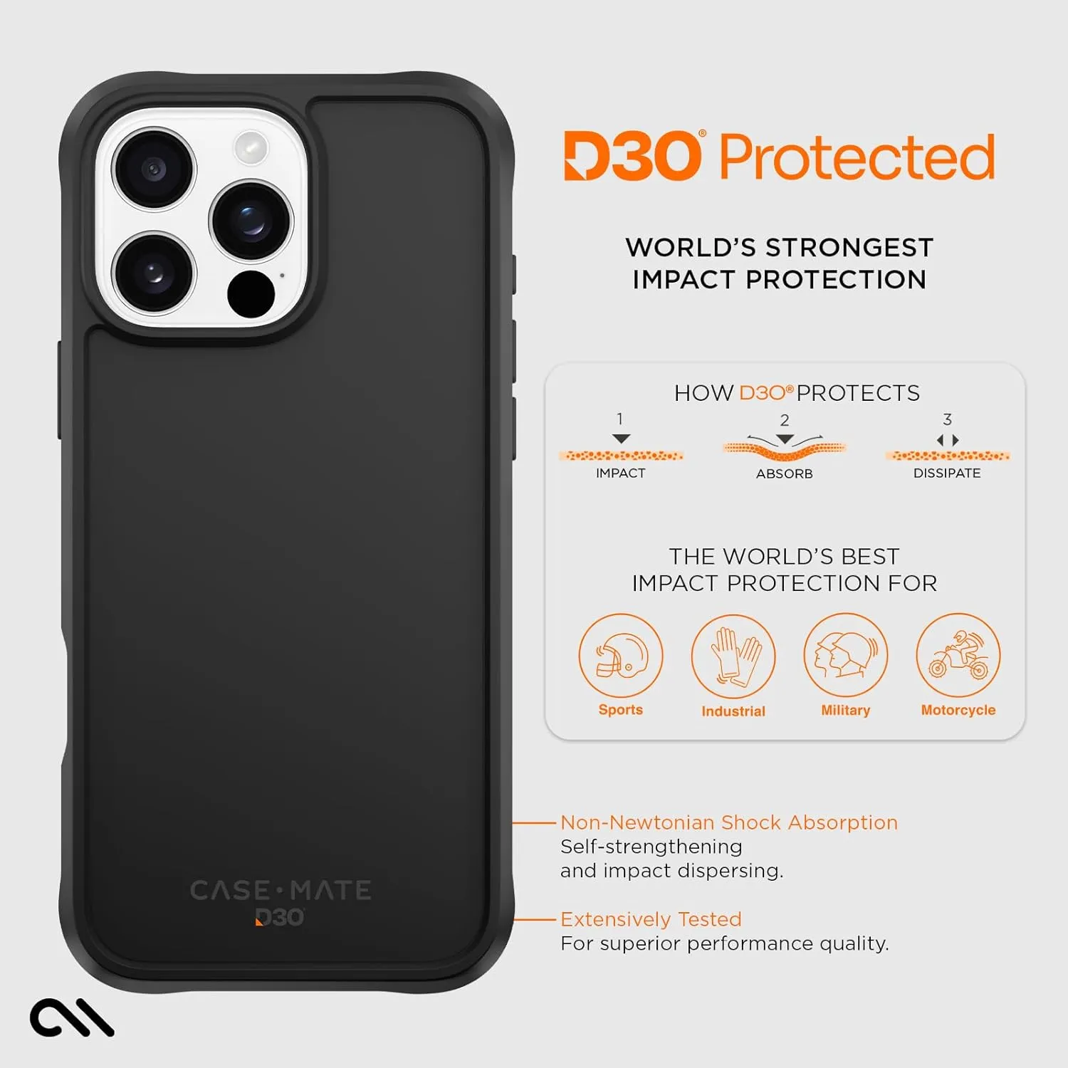 Case-Mate iPhone 16 Pro Max Case [Compatible with MagSafe] Tough Shockproof Phone Case with 16ft D3O Drop Protection - Premium Rugged Cover for iPhone 16 Pro Max - Black