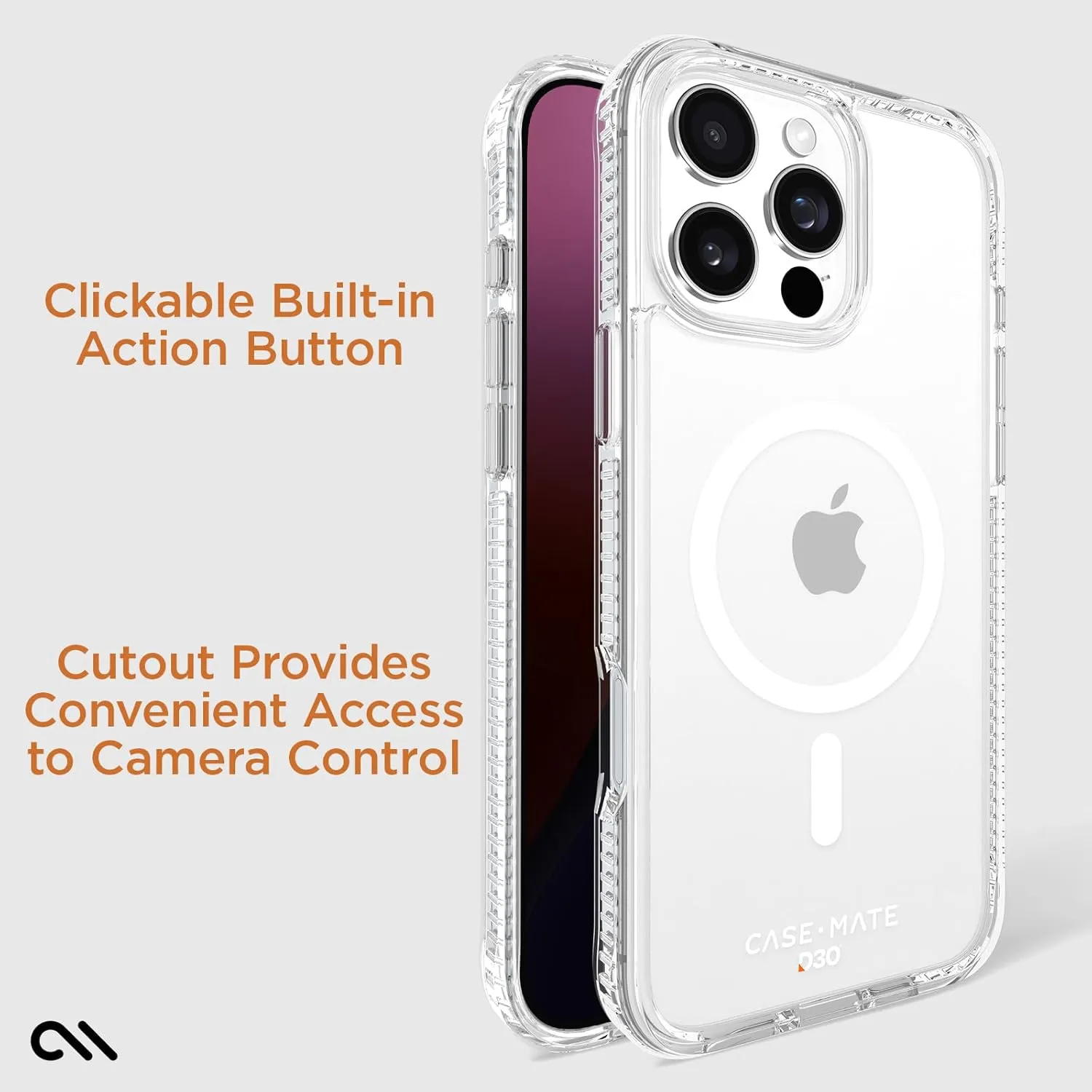 Case-Mate iPhone 16 Pro Max Case [Compatible with MagSafe] Tough Shockproof Phone Case with 16ft D3O Drop Protection - Premium Rugged Cover for iPhone 16 Pro Max - Clear