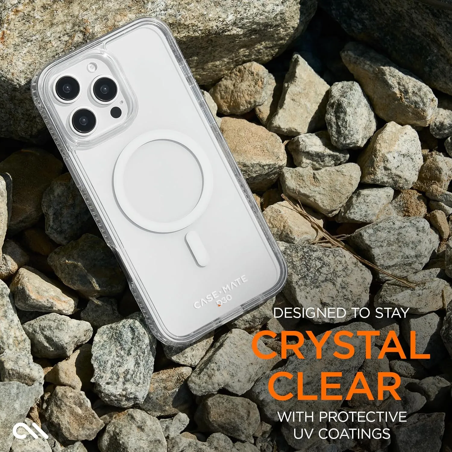 Case-Mate iPhone 16 Pro Max Case [Compatible with MagSafe] Tough Shockproof Phone Case with 16ft D3O Drop Protection - Premium Rugged Cover for iPhone 16 Pro Max - Clear