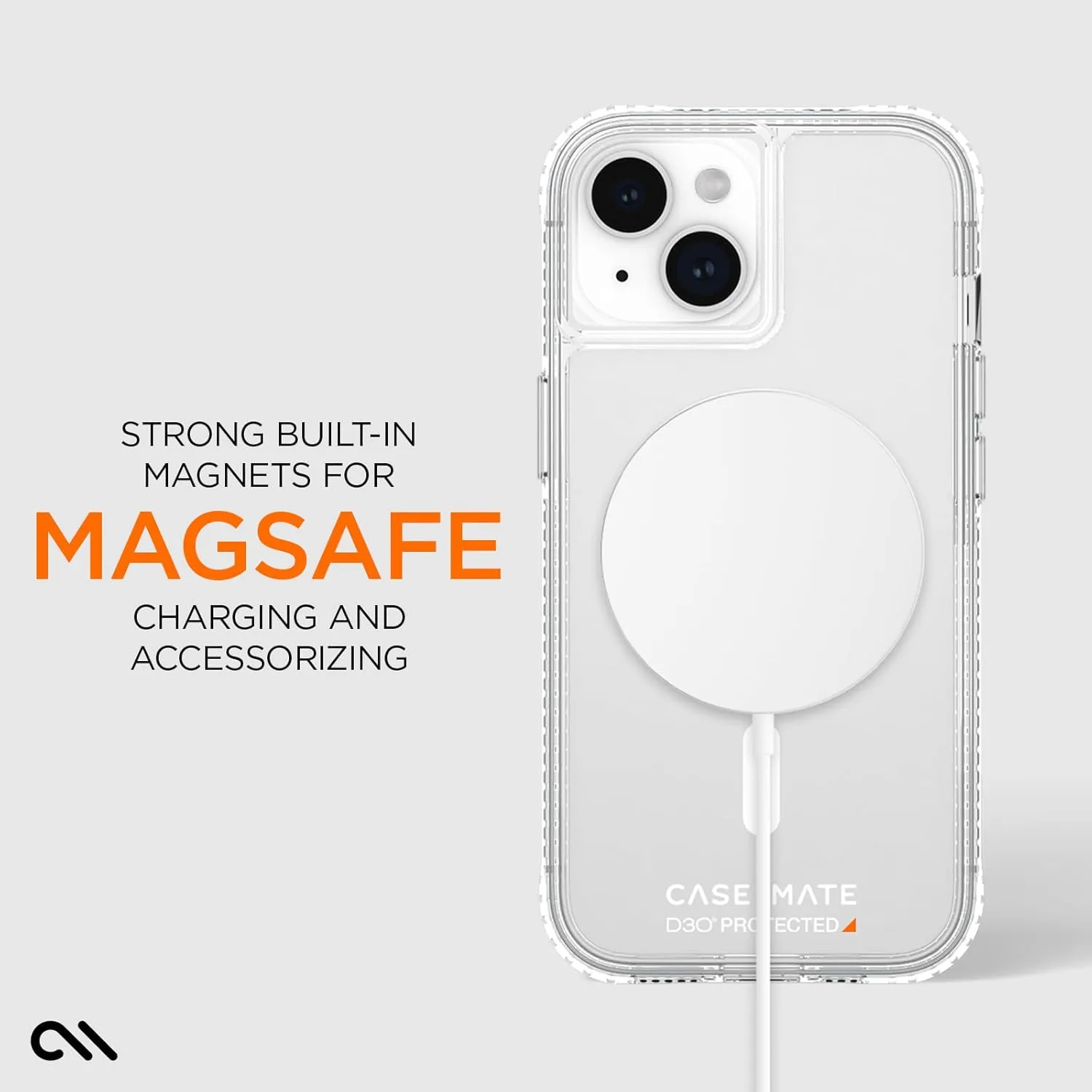 Case-Mate Tough Clear iPhone 15 Case [16ft D3O Drop Protection] [Compatible with Magsafe] Slim Phone Case for iPhone 15 6.1", Shock Absorbing Materials, Anti Yellow, Anti Scratch Technology, Slim Fit