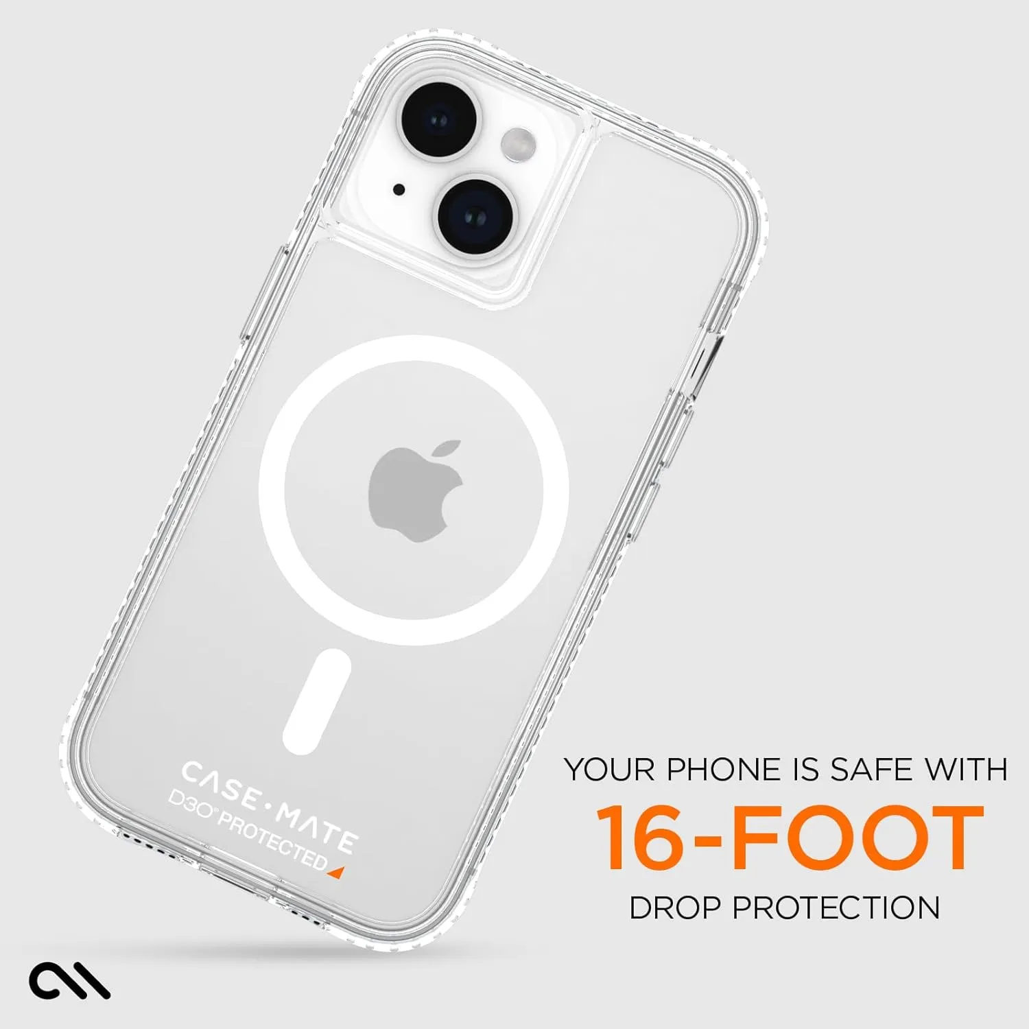 Case-Mate Tough Clear iPhone 15 Case [16ft D3O Drop Protection] [Compatible with Magsafe] Slim Phone Case for iPhone 15 6.1", Shock Absorbing Materials, Anti Yellow, Anti Scratch Technology, Slim Fit