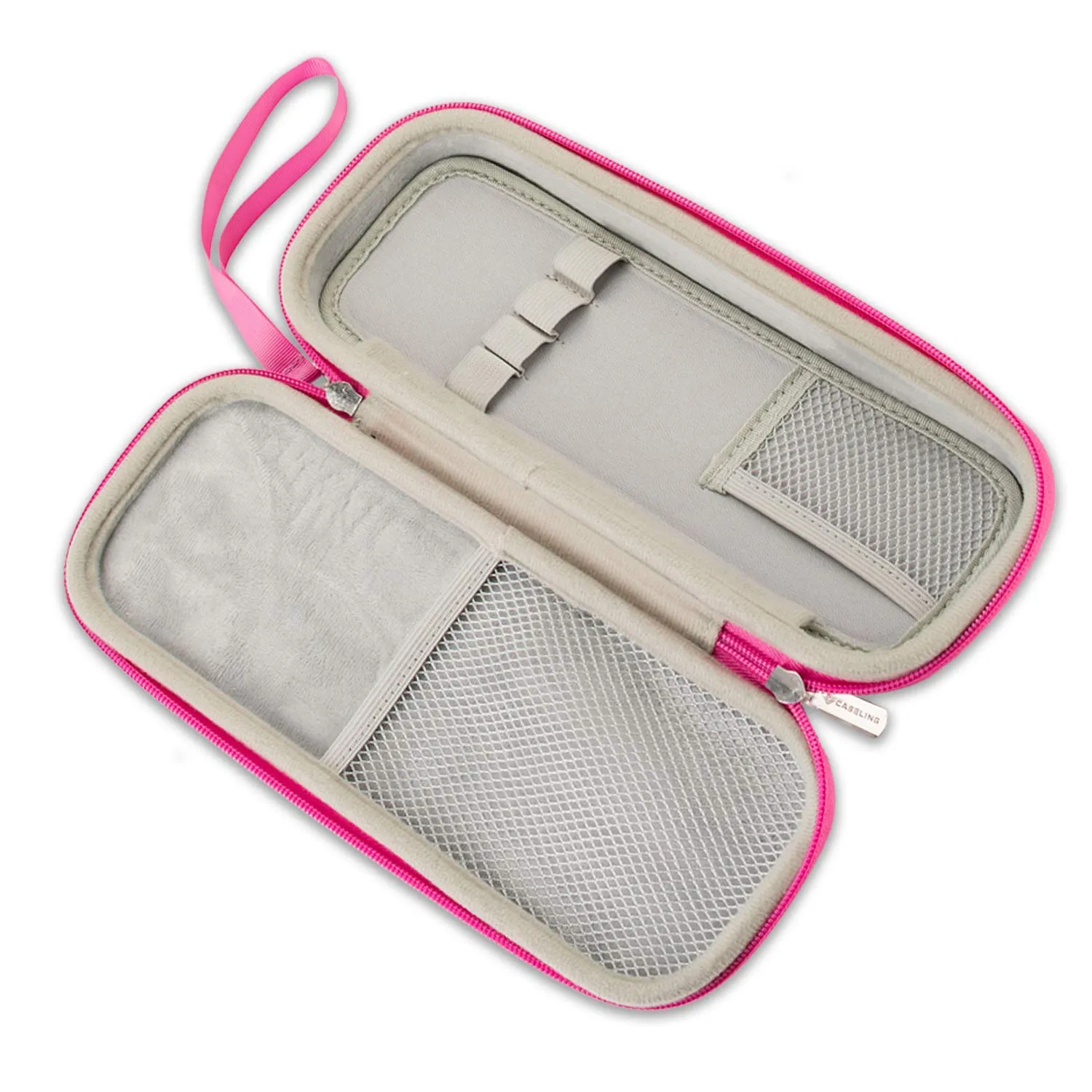 Caseling Stethoscope Case for M Littmann Classic III, Lightweight II S.E, MDF Acoustica Stethoscope, Hard Case with ID Slot and Mesh Pocket for Nurse Accessories (Pink - Pu Leather)