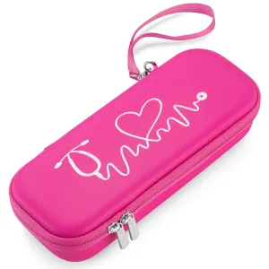 Caseling Stethoscope Case for M Littmann Classic III, Lightweight II S.E, MDF Acoustica Stethoscope, Hard Case with ID Slot and Mesh Pocket for Nurse Accessories (Pink - Pu Leather)