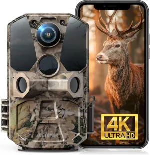 CEYOMUR Trail Camera, WiFi Bluetooth Native 4K 40MP Trail Camera with 120° Motion Sensor 0.2s Trigger Time, Game Camera with Night Vision Motion Activated and IP66 Waterproof for Wildlife Monitoring