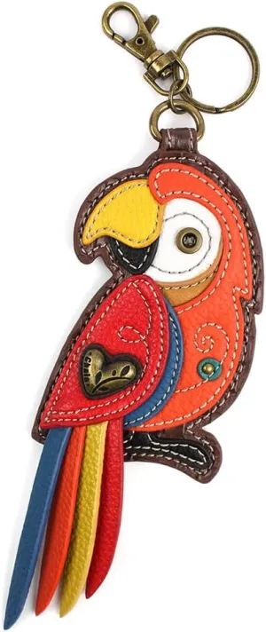 CHALA Bird Collection Women's Decorative Key Fob/Coin Purse Accessory - Parrot - red