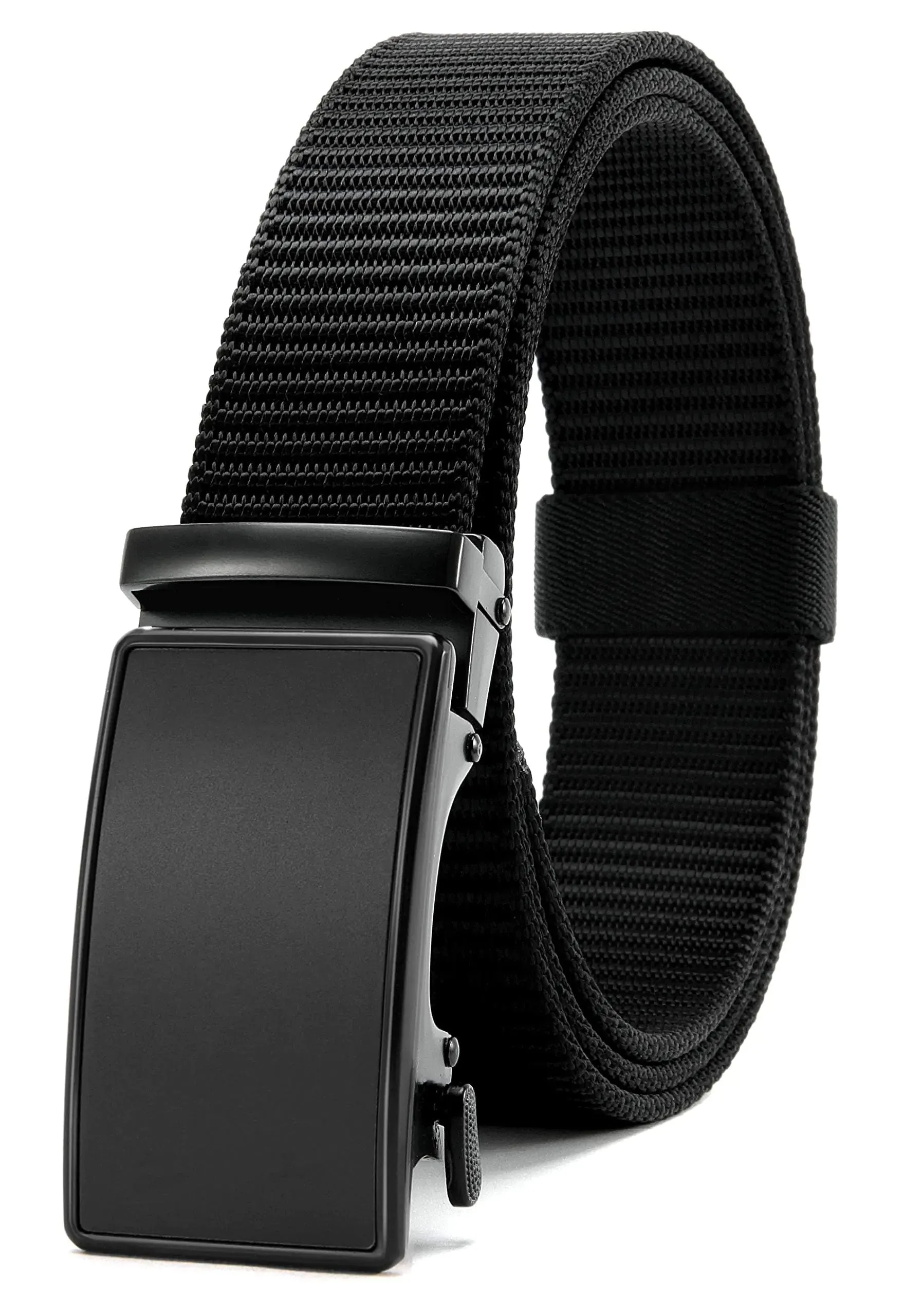 CHAOREN Black Ratchet Belts for Men - Casual Web Nylon Mens Belt 1 3/8" - Adjustable and Durable for Jeans