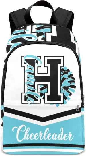 Cheerleader Blue Black Personalized Backpack for Teen Boys Girls,Custom Travel Backpack Bookbag Casual Bag Name Gift