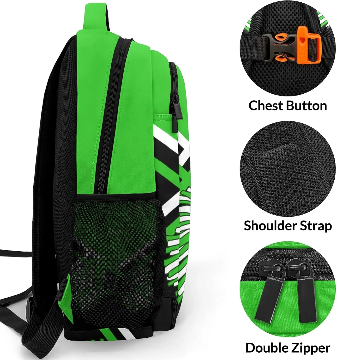 Cheerleaders Cheer Green Personalized School Backpack Durable Laptop Bag for Man Woman