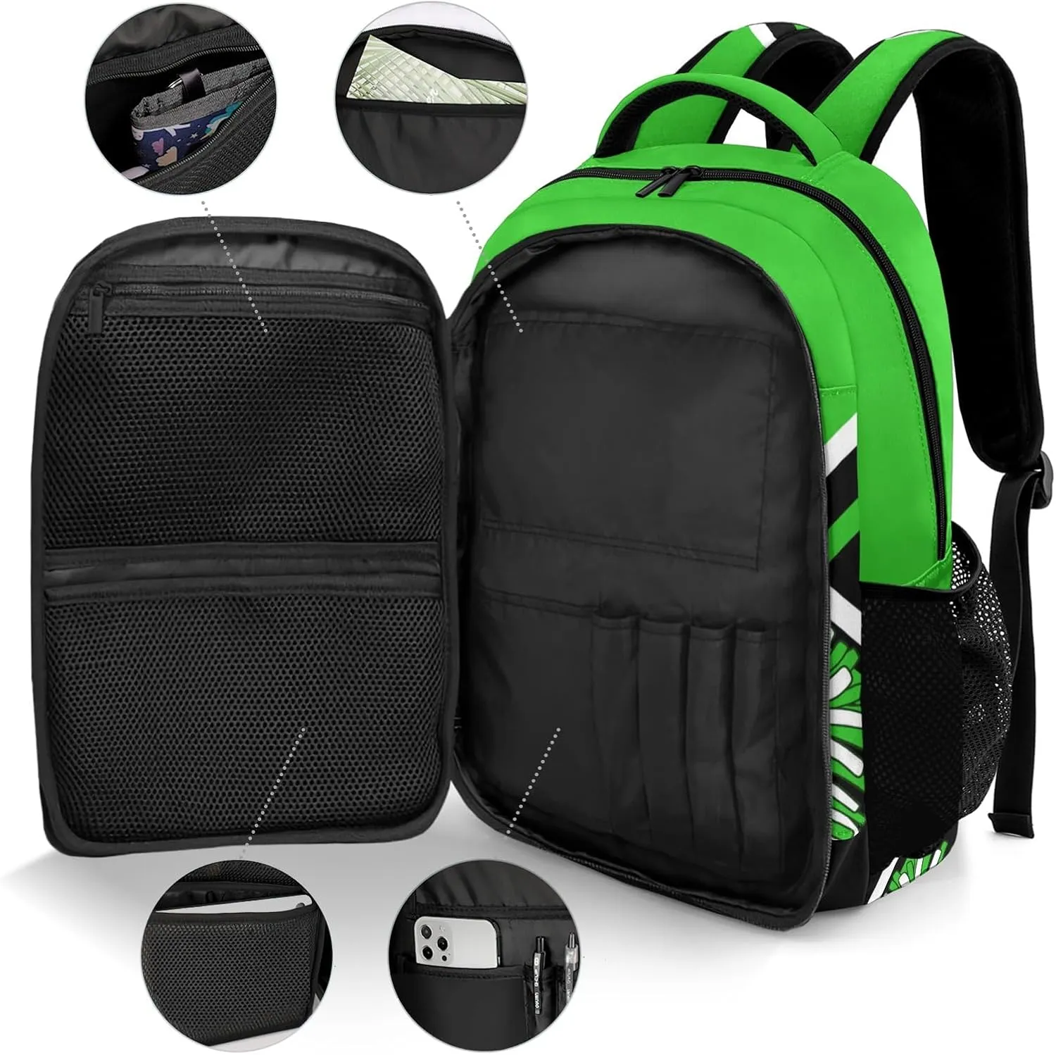 Cheerleaders Cheer Green Personalized School Backpack Durable Laptop Bag for Man Woman