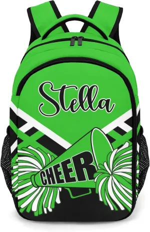 Cheerleaders Cheer Green Personalized School Backpack Durable Laptop Bag for Man Woman
