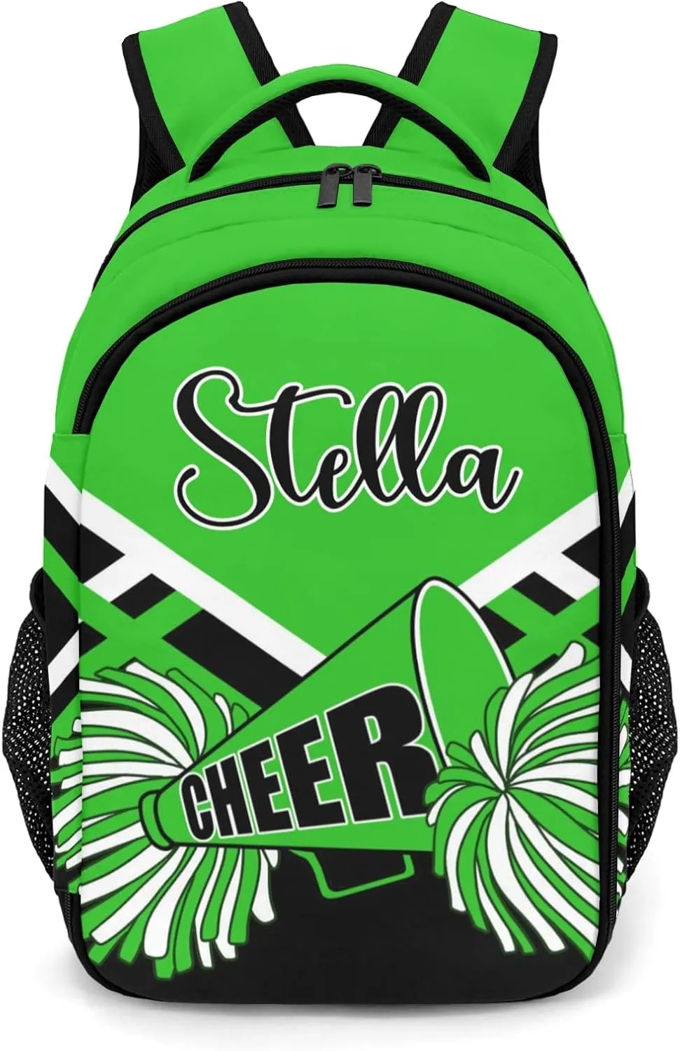 Cheerleaders Cheer Green Personalized School Backpack Durable Laptop Bag for Man Woman