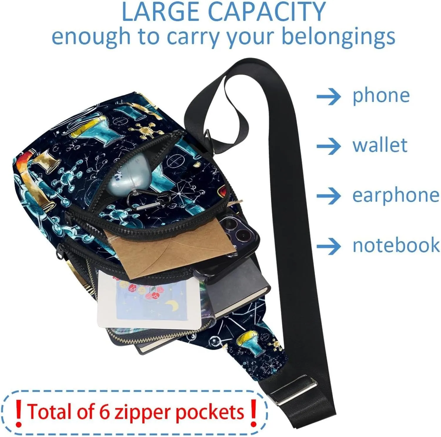 chemical and scientific (3) Sling Side, Crossbody Backpack