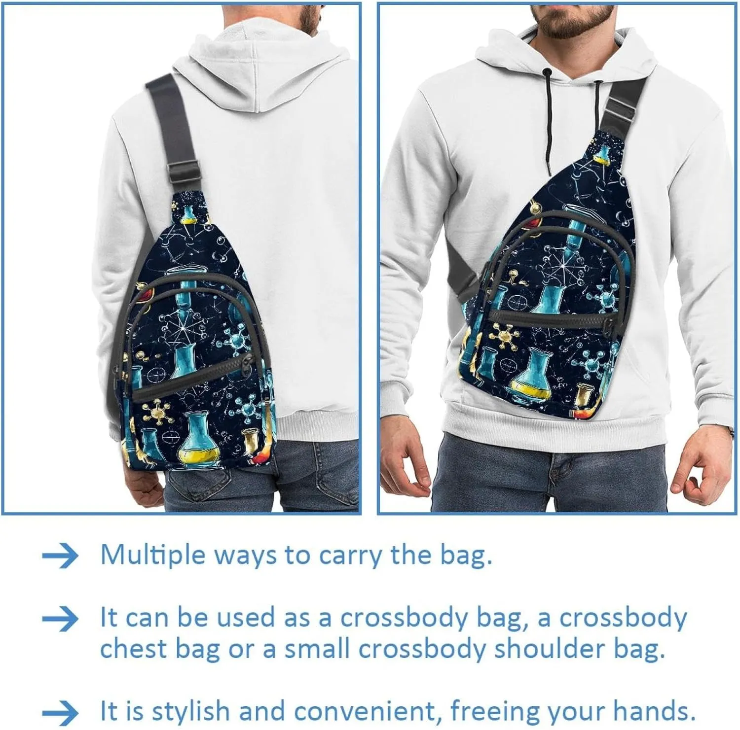 chemical and scientific (3) Sling Side, Crossbody Backpack