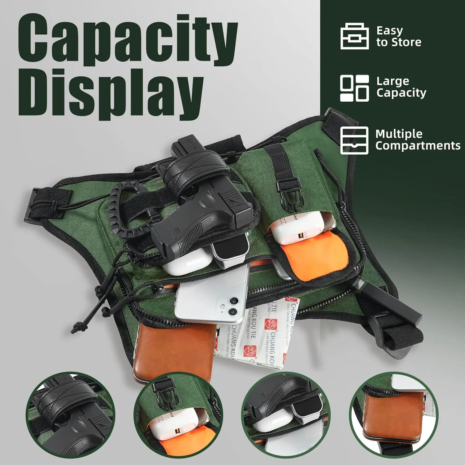 Chest Bag for Men,Running Pack Vest for Workouts,Water Resistant Sports Chest Pack For Running