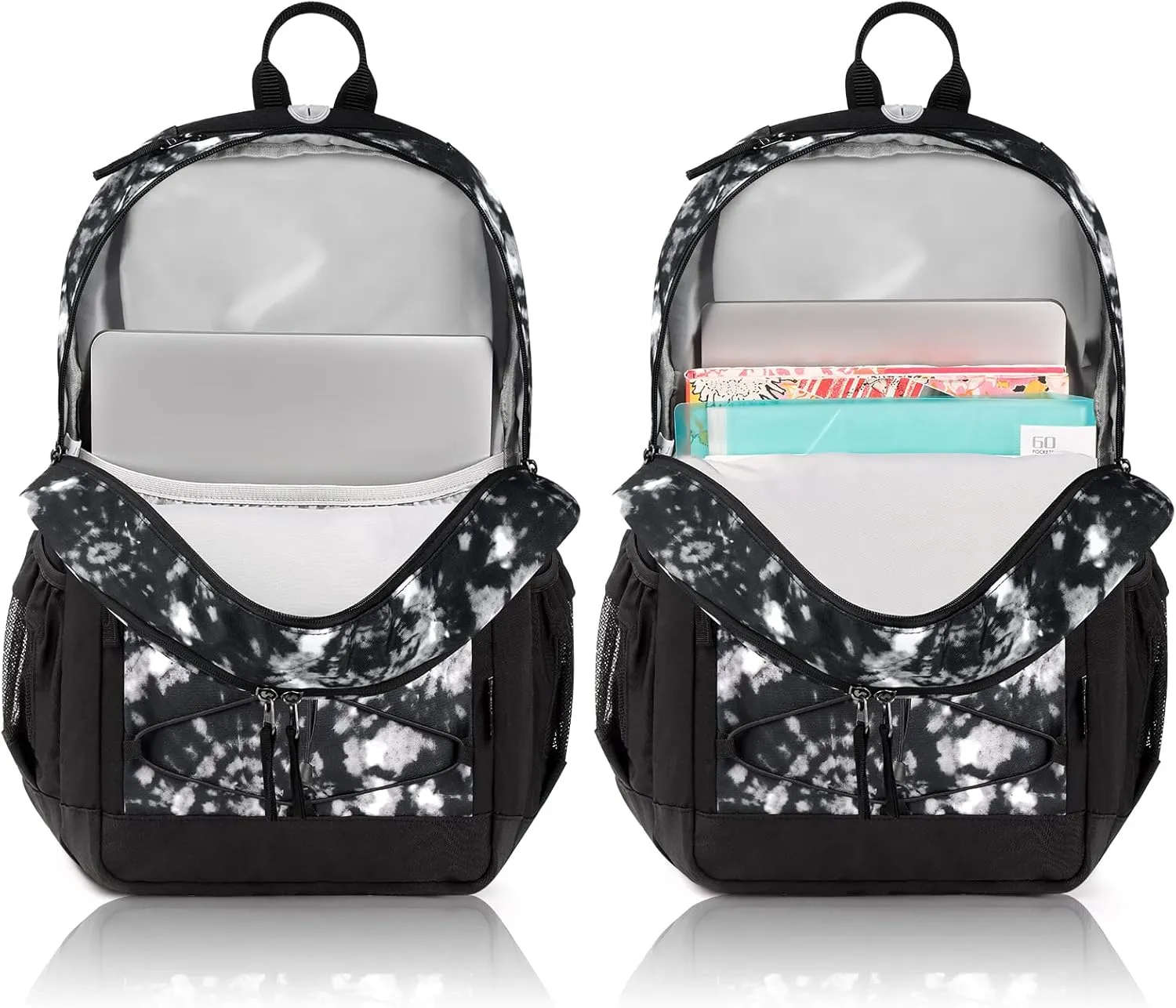 Choco Mocha Black Tie Dye Backpack for Teen Girls, Travel School Backpack for Girls Middle School Large Bookbag 18 Inch