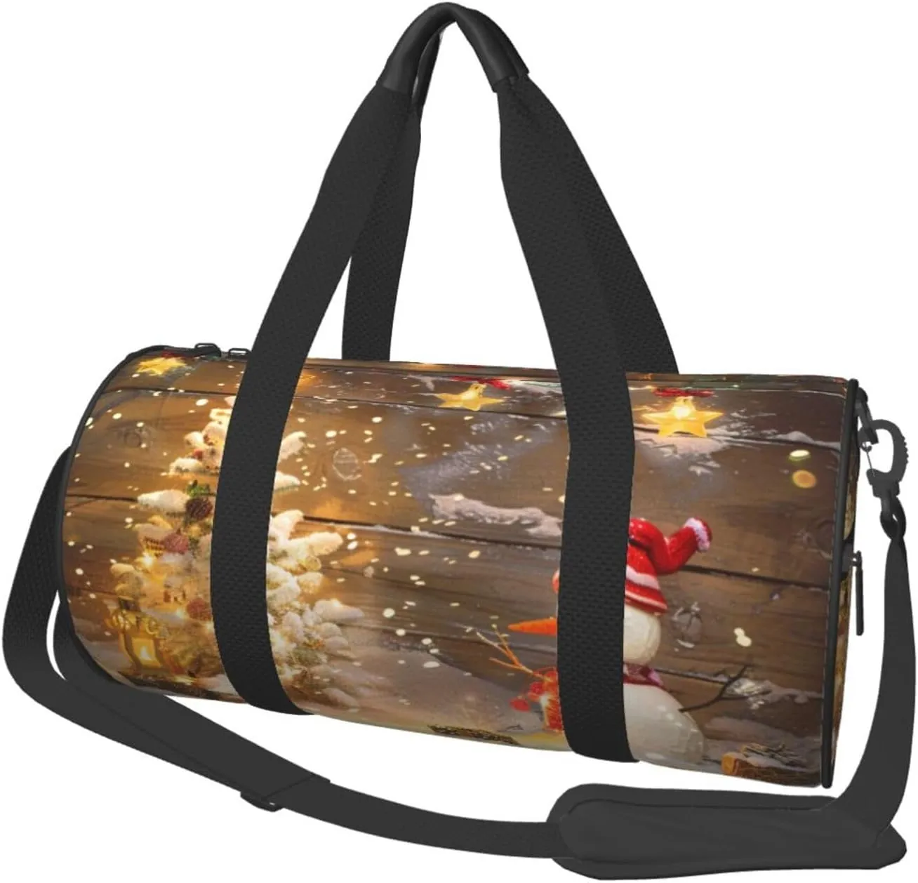 Christmas and Snowman Printed Sports Gym Bag for Men Women Foldable Duffel Bag Carry On Weekender Bag for Travel Sports
