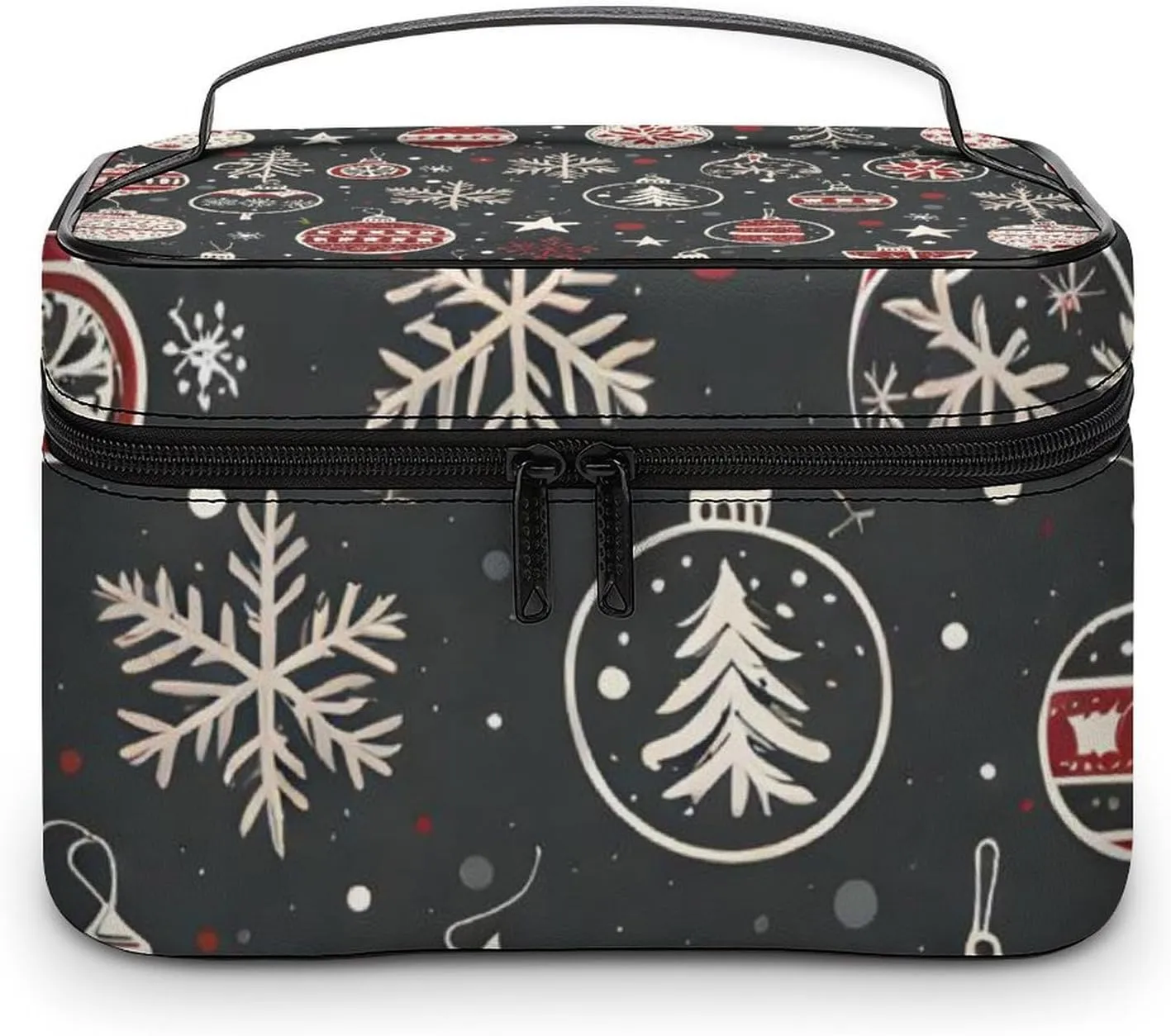Christmas Decorations, Lights, Background Portable Cosmetic Bag,Large Capacity Travel Makeup Case Organizer, Women Toiletry Bag for Girls Traveling with Compartments 25x18x15cm