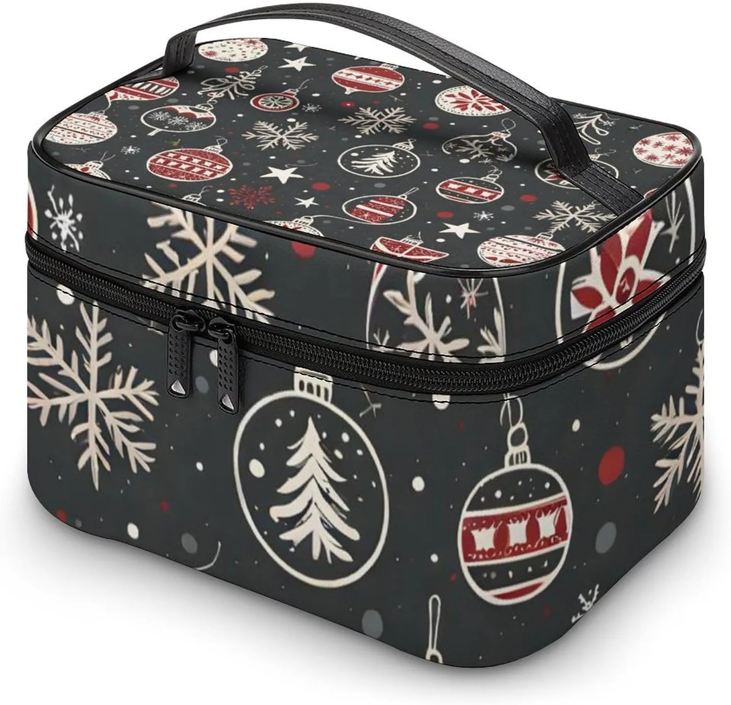 Christmas Decorations, Lights, Background Portable Cosmetic Bag,Large Capacity Travel Makeup Case Organizer, Women Toiletry Bag for Girls Traveling with Compartments 25x18x15cm