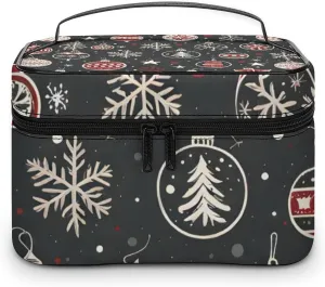 Christmas Decorations, Lights, Background Portable Cosmetic Bag,Large Capacity Travel Makeup Case Organizer, Women Toiletry Bag for Girls Traveling with Compartments 25x18x15cm