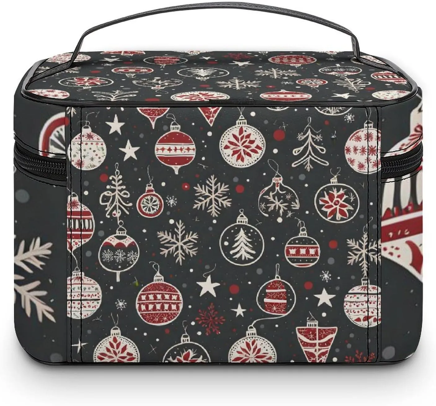 Christmas Decorations, Lights, Background Portable Cosmetic Bag,Large Capacity Travel Makeup Case Organizer, Women Toiletry Bag for Girls Traveling with Compartments 25x18x15cm