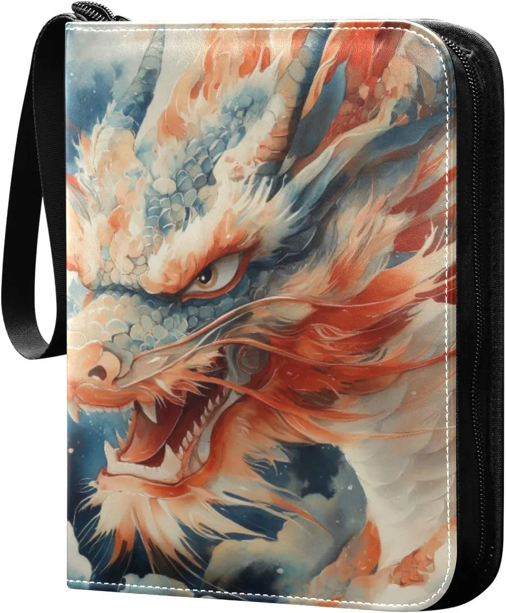 Close-up Dragon Painting Card Binder 4-Pockets, 400 Pockets Card Holder with 50 Removable Sleeves, Trading Card Collector Zipper Album Holder, Collector Album