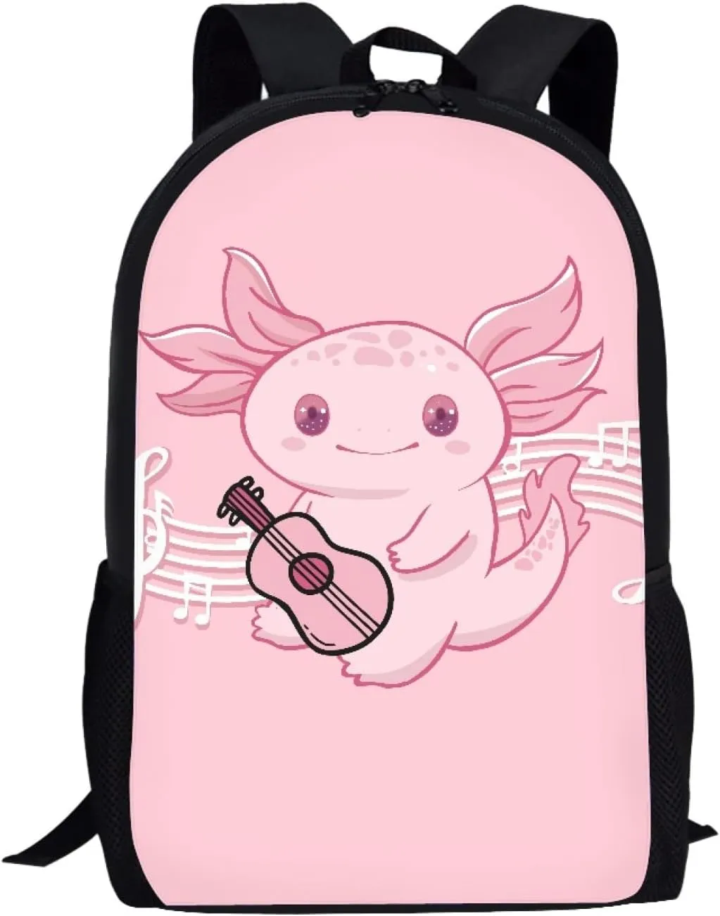 Coloranimal Cute Axolotl Salamander Pink School Bag for Middle Elementary School Students School Backpack with Adjustable Shoulder Straps Large Capacity&Smooth Zipper School Bags