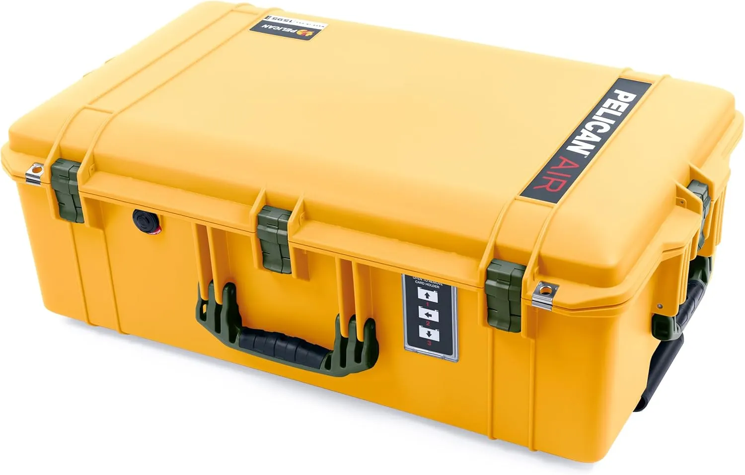 ColorCase Pelican 1595 Case Yellow - Large Sized Waterproof Case with Pick & Pluck Foam & Convoluted Lid Foam - OD Green Handles & Latches