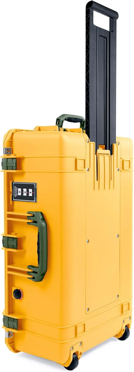 ColorCase Pelican 1595 Case Yellow - Large Sized Waterproof Case with Pick & Pluck Foam & Convoluted Lid Foam - OD Green Handles & Latches