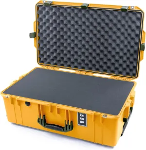 ColorCase Pelican 1595 Case Yellow - Large Sized Waterproof Case with Pick & Pluck Foam & Convoluted Lid Foam - OD Green Handles & Latches